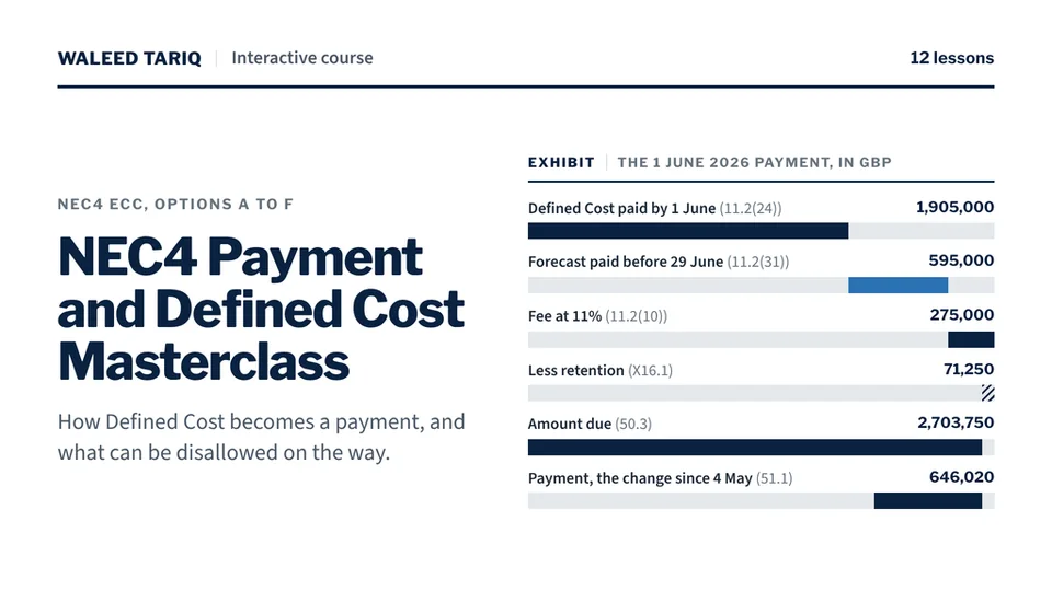NEC4 Payment and Defined Cost Masterclass cover